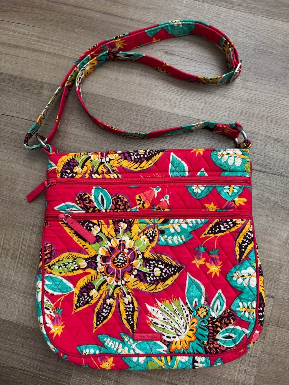Vera Bradley Bohemian Blooms Triple Zip Hipster Crossbody Retired Floral